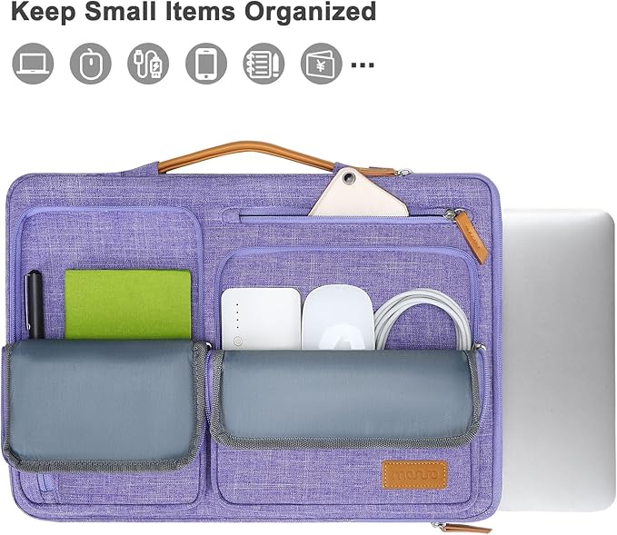 MOSISO 360 Protective Laptop Case 16 inch, 15-15.6 inch Laptop Sleeve Compatible with MacBook Pro 16, HP, Acer, Dell, Lenovo, ASUS, Side Open Carrying Case with 4 Zipper Pockets&Handle, Purple