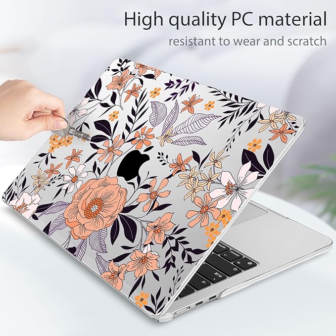 May Chen for MacBook Air 13.6 inch Case A3240 M4 A3113 M3 A2681 M2 with Retina Dispaly, 2025 2024 2023 2022 Release, Plastic Hard Shell Case with Screen Protector & Keyboard Cover, Elegant Floral