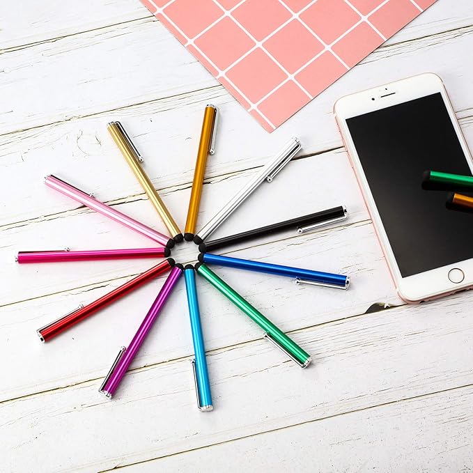 Outus 100 Pieces Stylus Pen Slim Touch Screen Stylus Universal Capacitive Digital Pen Compatible with iPad, iPhone, Samsung, Tablet, Most Devices with Capacitive Touch Screen, 10 Colors