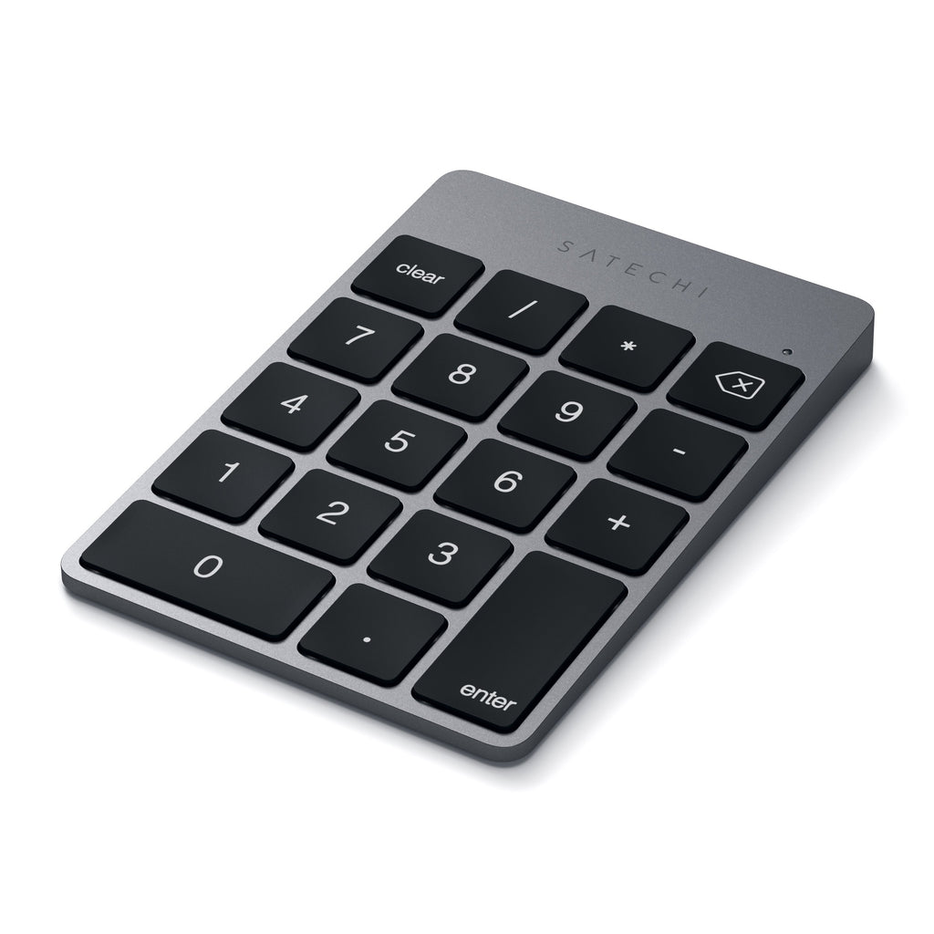 Satechi Slim Aluminum Bluetooth Keypad, Wireless Number Pad with 18 Keys, Micro USB Rechargeable Numpad, External Number Pad for MacBook Air/Pro/Neo, iPad Air/Pro, iMac, PC - Space Gray