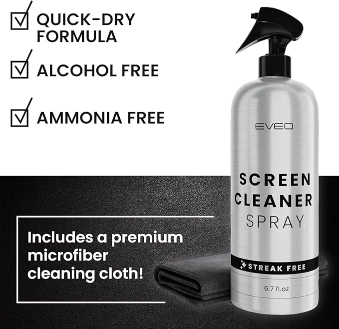 Screen Cleaner Spray and Wipe - for TV Screen Cleaner for Smart TV, Computer Screen Cleaner, TV Cleaner Spray and Cloth, Laptop Screen Cleaner, Monitor Cleaner, MacBook Screen Cleaner for Electronics