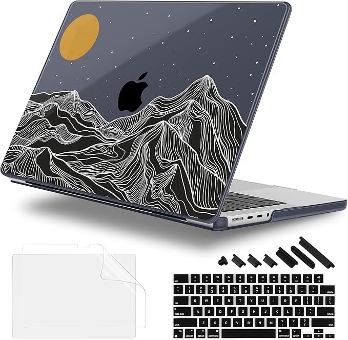 for MacBook Pro 16 inch Case 2021 2022 2023 2024 Release A3186 A3403 M4 A2991 M3 A2780 M2 A2485 M1 Pro/Max, Hard Shell Case with Screen Protector & Keyboard Cover, Mountain