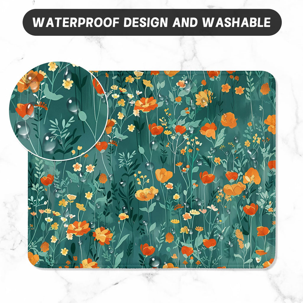 ITNRSIIET Mouse Pad with Stitched Edge Premium Textured Smooth Precise Operation Waterproof Washable Non-Slip Rubber Base Desktop Protection Mat, 10.2×8.3×0.12 inches, Beautiful Flowers