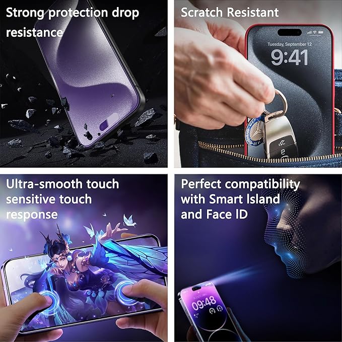 2 Pack Anti Blue Light Matte Screen Protector for iPhone 11 / iPhone XR, 9H Tempered Glass, Full Coverage, Anti-Fingerprint, Auto Dust-Elimination, No Bubble, Easy Installation