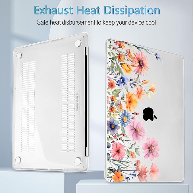 Mektron Case for MacBook Pro 16 Inch A2141 Cover 2019 Release 16" with Liquid Retina Display/Touch ID, Plastic Hard Shell with Keyboard Skin & Screen Protector & Dust Plug, Floral P165