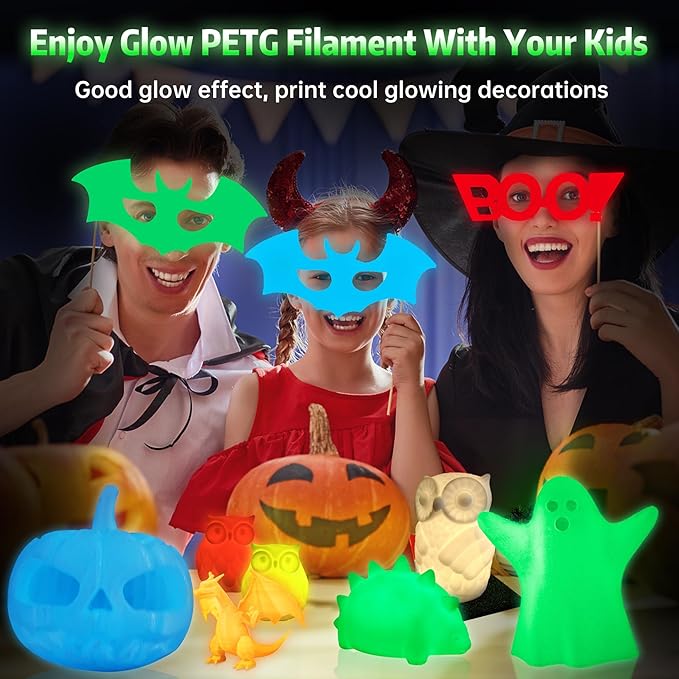 SUNLU PETG Glow in The Dark Filament Bundle,Luminous PETG 3D Printer Filament 1.75mm,Dimensional Accuracy +/- 0.02mm,4kg in Total,1kg per Spool,(White, Glow Blue/White, Glow Green/Glow Blue/Glow Red).