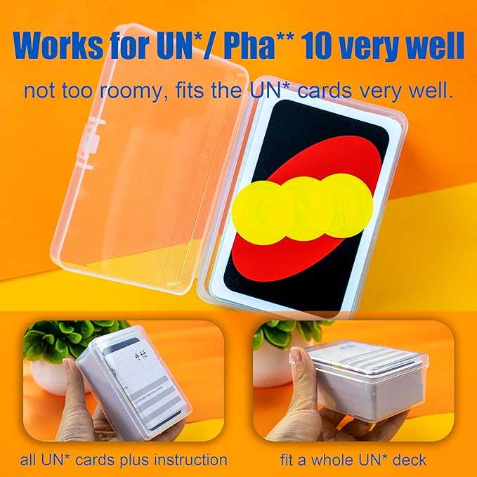 4 Pcs Playing Card Case, Works for 112 Standard UN* Cards And Other Same Or Smaller Size Very Well, Plastic Clear Card Deck Box Storage,4 1/2" ×3 1/4" ×1 1/8" (NO Cards)