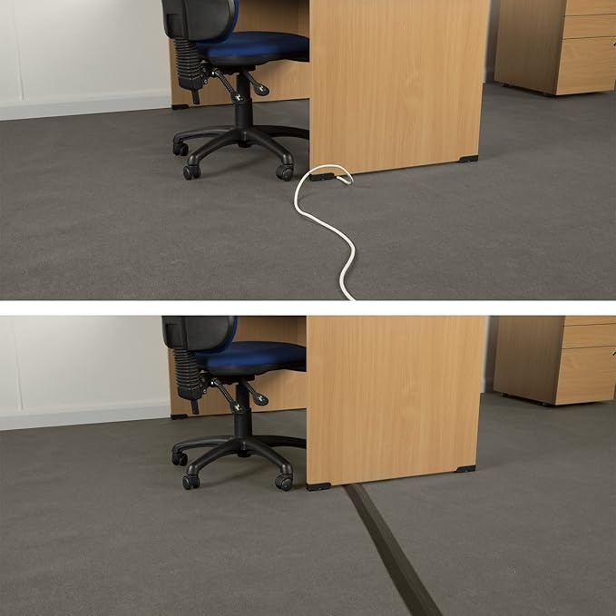 D-Line 6ft Floor Cord Cover, Made in USA Linkable Cable Protector, Hide Extension Cords, Protect Cords, Prevent Cable Trips, Cord Hider, Heavy Duty - Cord Cavity = 0.56" (W) x 0.35" (H) - Black