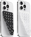 2PCS Silicone Suction Cup Phone Case Mount Double Sided, Hands-Free Phone Accessories Holder for Selfies and Videos, Silicon Sticky Phone Grip for iPhone and Android, Transparent&Black