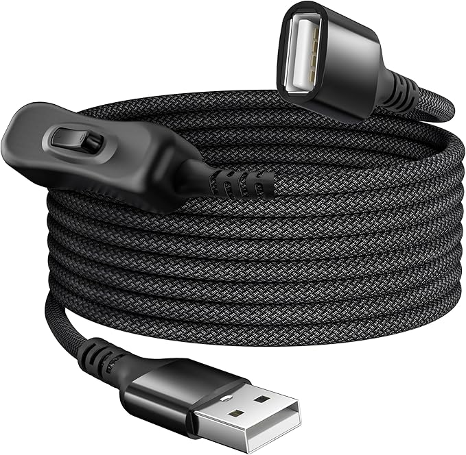 Itramax USB On Off Switch Cable 3.3FT,Inline USB Power Switch USBA Male to Female Extension Cord with Switch Upgraded Toggle Cable for PC,TV,Carplay,LED Strip,Desk Lamp,Fan,Light
