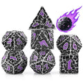 PJOY Metal Dice Set D&D for Dungeons and Dragons Dice with Case Meteorite Iron Purple 7PCS 16mm Role Playing Cool DND Gifts for Players DM Board Game Masters Wizards