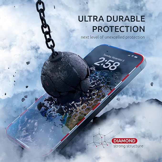 Screen Protector for iPhone 15 Pro Max - 2 Pack (USA Flag & Black) - Tempered Glass for Iphone 15 Pro Max 9H Hardness - Easy Installation, Oleophobic Coating