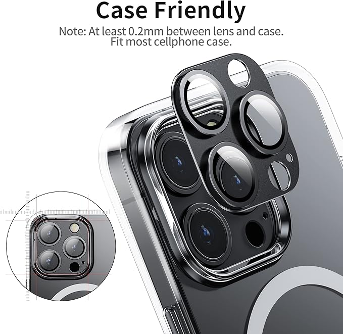 Mansoorr Camera Lens Protector for iPhone 14 Pro / iPhone 14 Pro Max, Alloy Metal Camera Cover with Tempered Glass Screen Protector Accessories,Case Friendly,Scratch Resistant,Easy to Install - Space