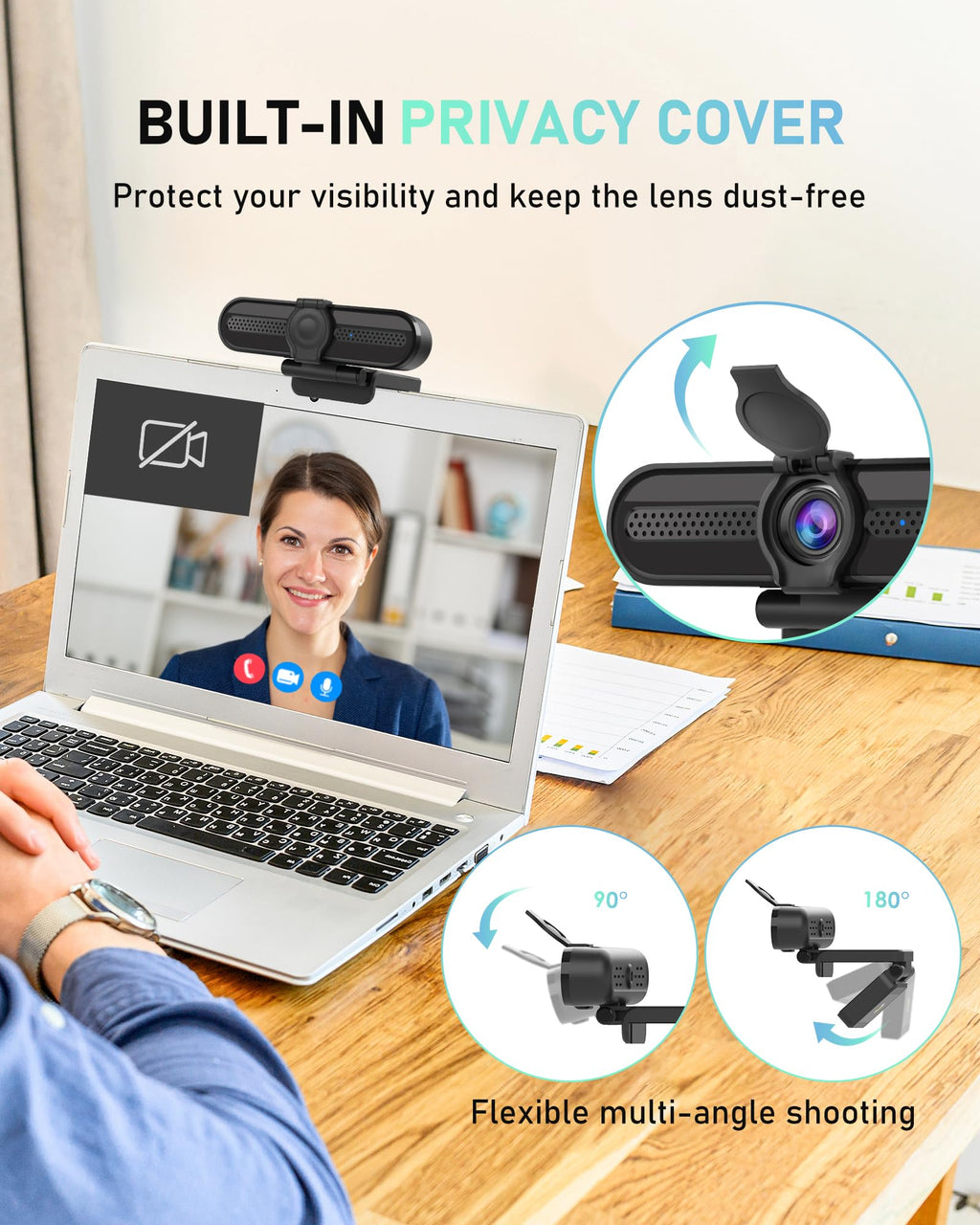 saylas 4K Webcam with Microphone, 78°FOV FHD PC Camera with 4K/2K/30fps, 1080P/60fps, Privacy Cover, USB Web Cam, Autofocus, External Webcam for PC, Computer Web Camera for Laptop, Mac, Zoom