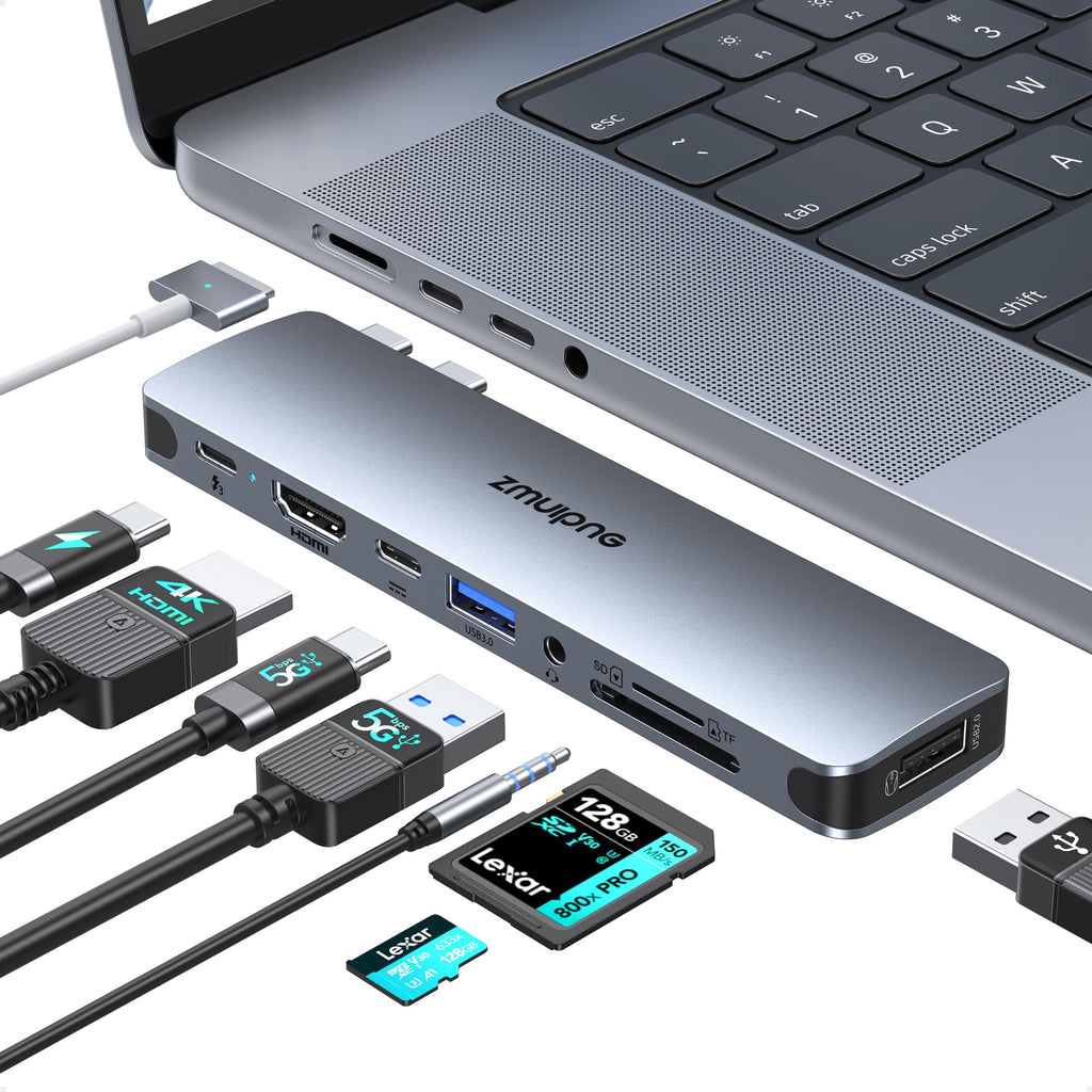 USB C Hub Adapter for MacBook Pro Air 2022 2021 2020 2019 Docking Station for MacBook M1 M2 USB C to HDMI Mac Accessories Multiport Dongle with 4K HDMI USB 3.0 SD TF Thunderbolt 3 USB-C Port Type C
