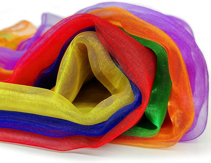 AIVIAI Juggling Scarves for Kids Play 24 Pcs Dance Music Scarfs Colorful Silk Actives Scarves Rhythm Band Scarves for Toddlers Children Movement(6 Colors)