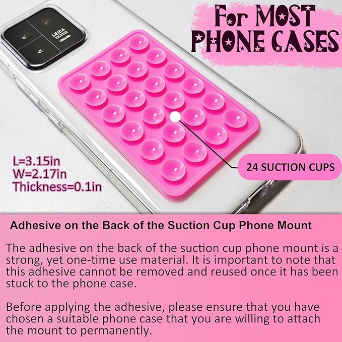 Silicone Suction Phone Case Mount, Non Slip Sticky Phone Grip for Cellphone, Silicon Adhesive Suction Cup Phone Mount, Strong Grip Holder for Selfies and Videos (Purple)