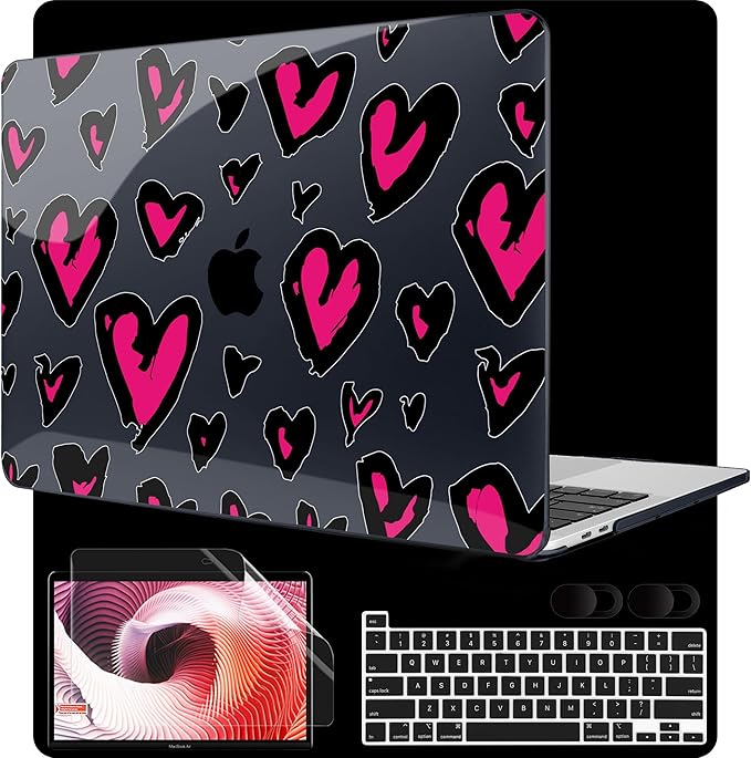 MEEgoodo Case for MacBook Pro 13 inch Case 2022 2021 2020 New A2338 M2/M1 A2251 A2289, Laptop Hard Shell with Keyboard & Camera Cover Compatible with 13 inch MacBook Pro, Handwritten Heart