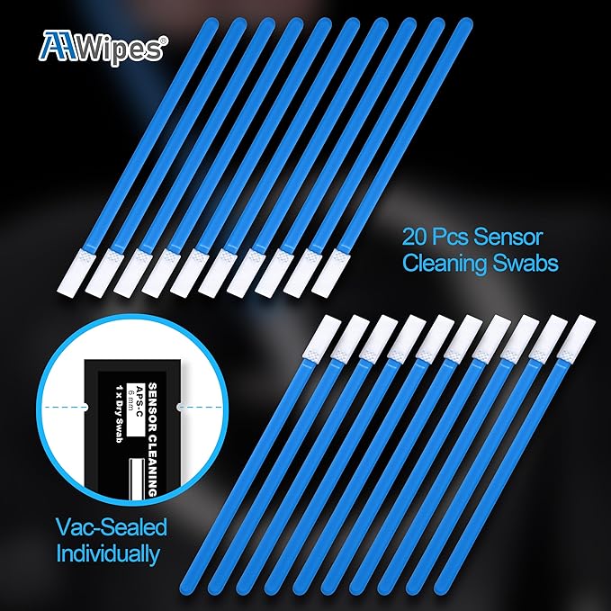 AAWipes Camera Sensor Cleaning Kit Sensor Lens Cleaner for Full Frame of DDR6 DSLR or SLR (6mm Sensor Cleaning Swabs) (HCS-6) (20)