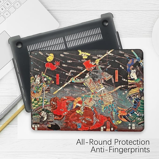 Berkin Arts for MacBook Pro 16 Inch Cover A3403 A3186 A2991 A2780 A2485 (2024-2021) with M4/M3/M2/M1 Chip with Keyboard Cover & Screen Protector Ukiyo-e (The Kusunoki's Final Attack by Kuniyoshi)