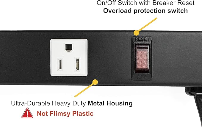 12 Outlets 4 Feet Body Heavy Duty Metal Surge Protector Power Strip (4 Feet 12 Outlet 6 Feet Power Cord)