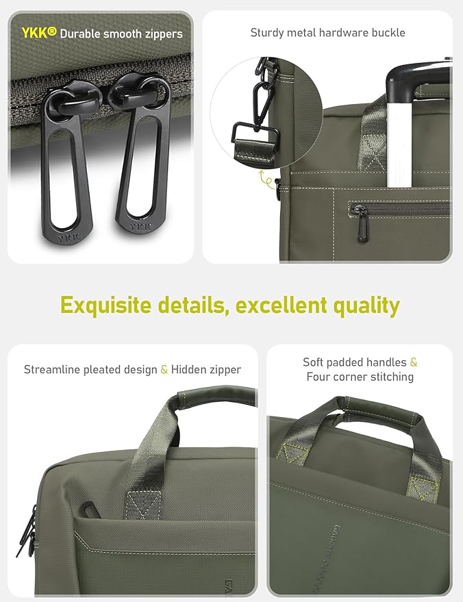 13-14 Inch Laptop Shoulder Bag Business Briefcase Water Resistant Computer Messenger Bags Compatible with MacBook Pro 14, MacBook Air 13 M4, HP, Dell, ASUS Notebook, Green