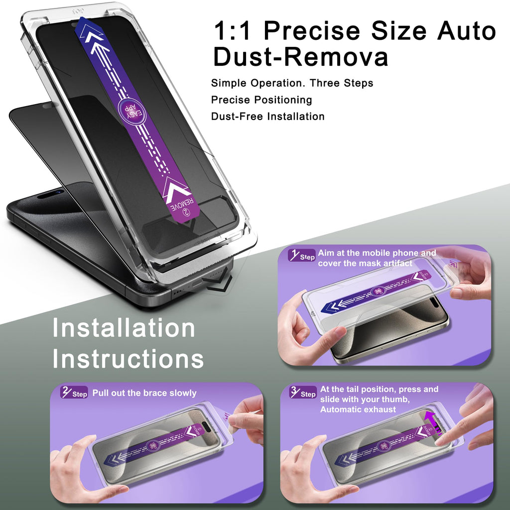 SHANG PIN JIA 2 Pack Matte Privacy Screen Protector for iPhone 16 Plus and iPhone 15 Plus and iPhone 14 Pro Max 6.7-Inch Auto Dust Removal, No Bubbles,Anti-Spy Tempered Glass Film, Easy Installation