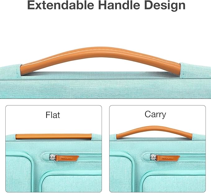 MOSISO 360 Protective Laptop Case 16 inch, 15-15.6 inch Laptop Sleeve Compatible with MacBook Pro 16, HP, Acer, Dell, Lenovo, ASUS, Side Open Carrying Case with 4 Zipper Pockets&Handle, Aqua Green