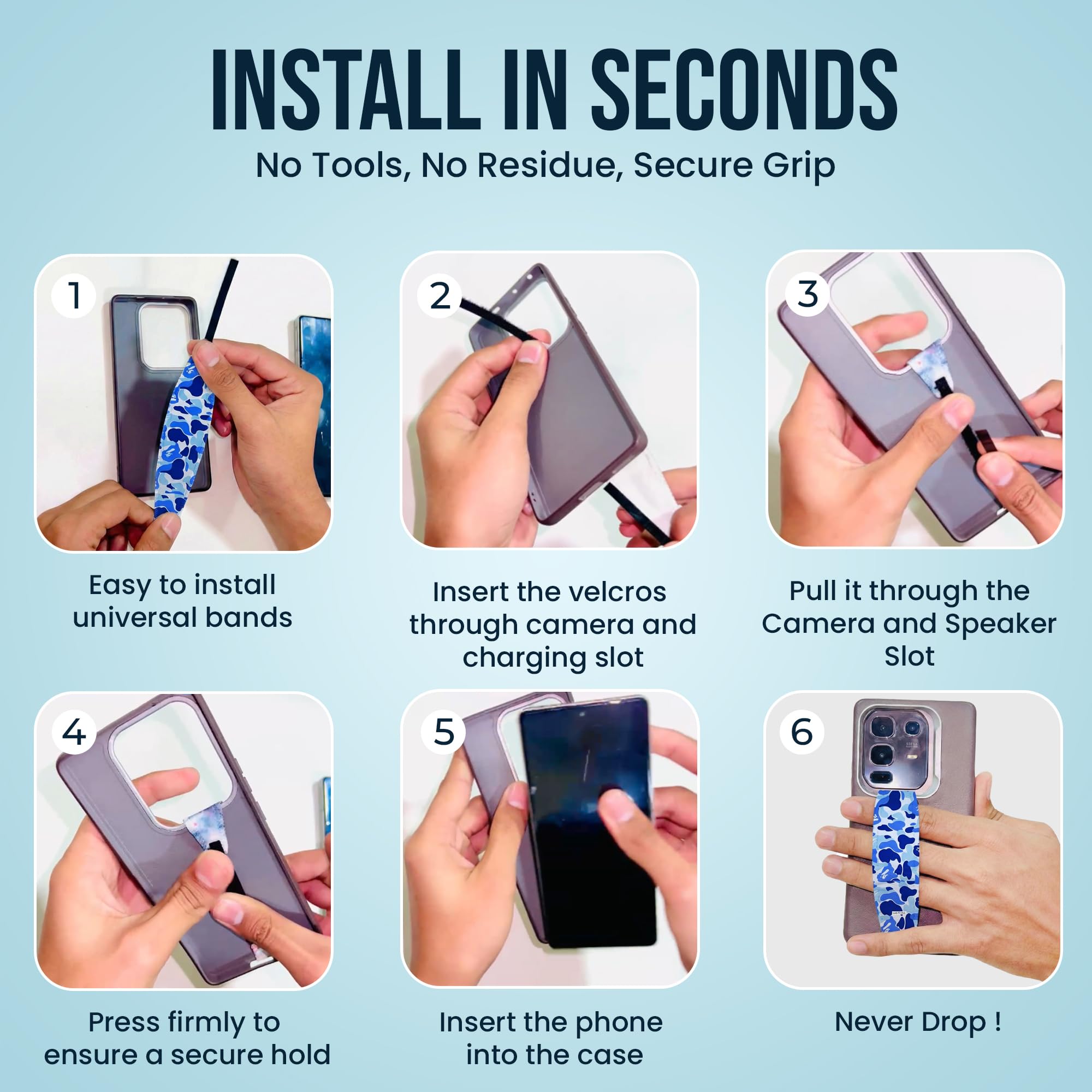 Switchbands Color Phone Grip Strap – Reversible Elastic Strap, Adhesive-Free, Drop Protection, Arthritis Friendly, Anti-Theft Security, Wireless Charging Compatible, Universal Fit – Pink & Yellow