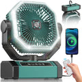 Portable Rechargeable Fan - 9-Inch Camping Fan for Tent, 24000mAh(60Hrs) Battery Operated Fan for Camping, Auto Oscillation Cordless Fans, Tent Fan with Remote/Light, 4 Speeds, 4 Timing, Outdoor