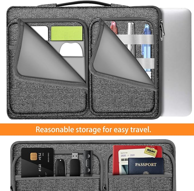 ZINZ 360 Protective Laptop Case 15" 15.6" 16" Sleeve, Water-Resistant Handbag with Straps Compatible with 16" MacBook Neo, MacBook Pro Air 16"/15", XPS 16" and Most 15" 15.6" 16" Notebooks,G01Y01