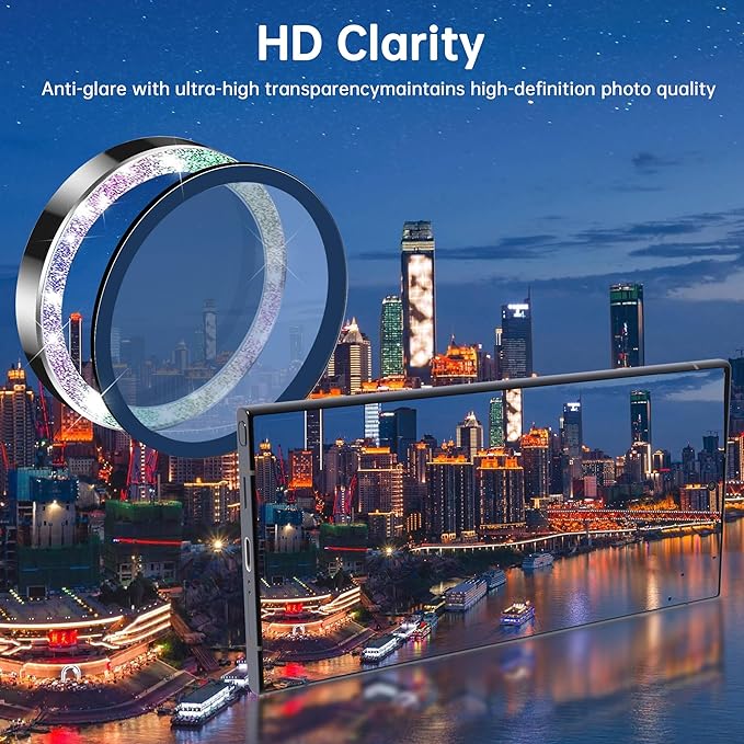 For Samsung Galaxy S24 Ultra Camera Lens Protector, Individual Lens Protector, Ultra HD 9H Tempered Glass Screen Protective Cover, Anti-scratch, Military Grade Drop Protection 2 Set. (Glitter Colorful, S24 Ultra)