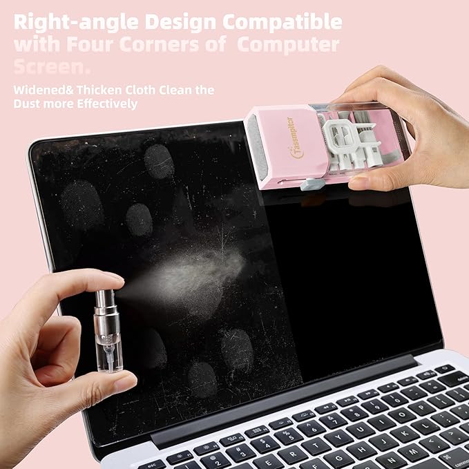 Keyboard Cleaning Kit, All in 1 Laptop Cleaning Kit for MacBook iPhone iPad Camera Lens Airpods Computer, Compact Keyboard Cleaner with Spray and Brush, Multitool for Electronic Screen