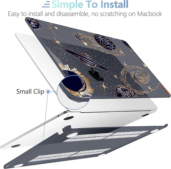 MEEgoodo Case for M4/M3/M2 MacBook Air 13.6 inch Case 2025 2024 2022, Fit Model A3240/A3113/A2681, Laptop Hard Shell with Keyboard Cover Compatible with MacBook Air 13 inch, Planets & Galaxies