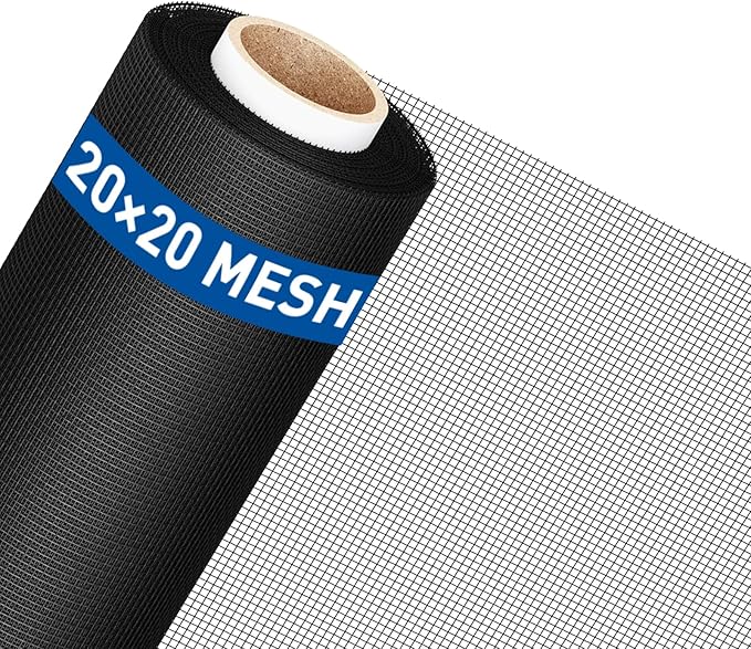 MAGZO Window Screen Replacement Mesh Roll, 37.4in × 16.4ft Upgraded 0.17mm WD High-Visibility Screen 20x20 Mesh for Porch Doors Repair Kit, Well-Ventilated Heavy Duty Woven for Garden, Patio