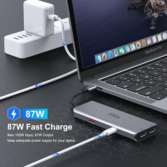 Docking Station for MacBook Pro/MacBook Air M1 2020 2019 2018 13" 15" 16", USB C Docking Station Dual Monitor, USB C Hub with 3 * 10Gbps USB Port, 100W PD Charging