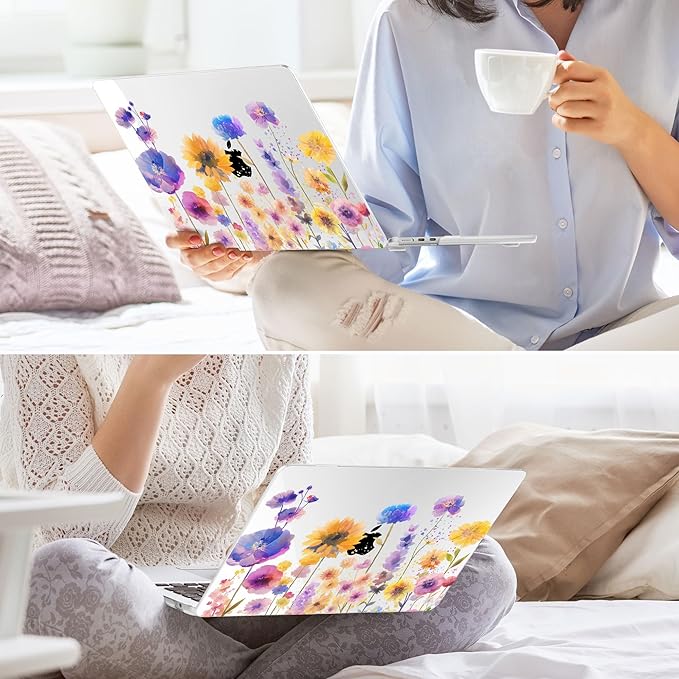 May Chen for MacBook Air 13.6 inch Case A3240 M4 A3113 M3 A2681 M2 with Retina Dispaly, 2025 2024 2023 2022 Release, Plastic Hard Shell Case with Screen Protector & Keyboard Cover, Watercolor Flower
