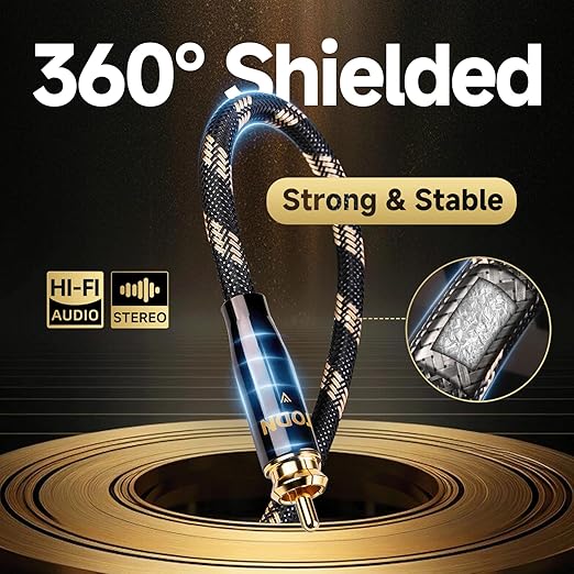 TODN 1.64ft Audiophile OCC RCA Cables Dual Shielded for HiFi Stereo Audio