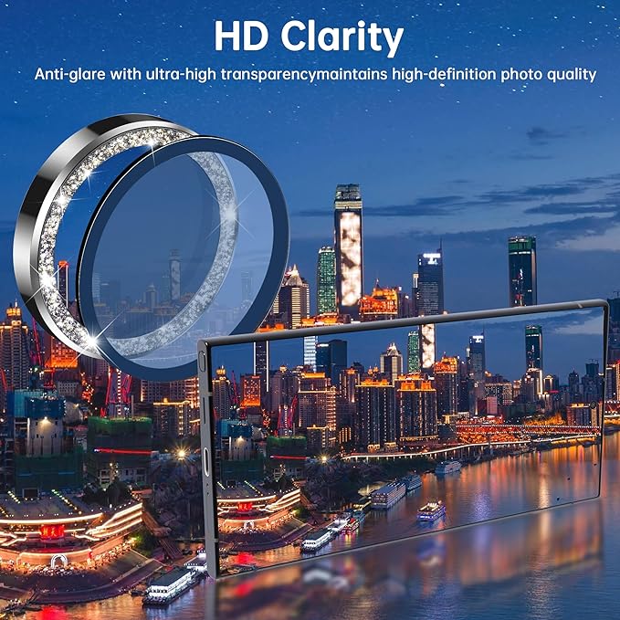 For Samsung Galaxy S25 Ultra Camera Lens Protector, Individual Lens Protector, Ultra HD 9H Tempered Glass Screen Protective Cover, Anti-scratch, Military Grade Drop Protection 2 Set. (Glitter Silver, S25 Ultra)