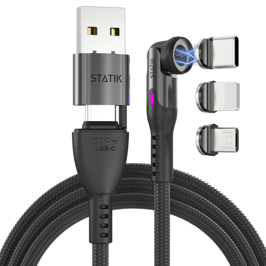 Statik 360 Pro Magnetic Charging Cable, USB-C Micro-USB iProduct Tips 100W