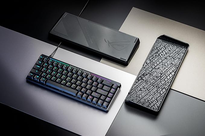 ROG Falchion Ace HFX 65% Hall Effect Gaming Keyboard – HE Magnetic Switches, Rapid Trigger, 8000 Hz Polling, Three-Layer Dampening Foam, Touch Panel, Protective Cover