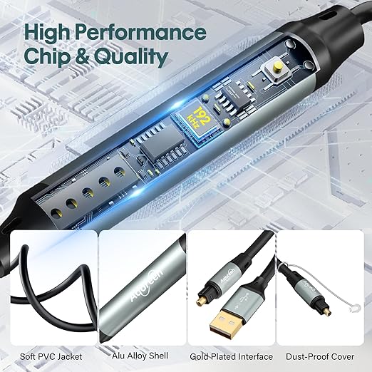 Adoreen Unidirectional USB A 2.0 to Toslink Digital Optical Audio Cable 6 Ft, USB Male to SPDIF Port Male Fiber Optic Adapter, for Windows Mac PS5/PS4 Laptop, NOT for TV -NOT Toslink to USB-A
