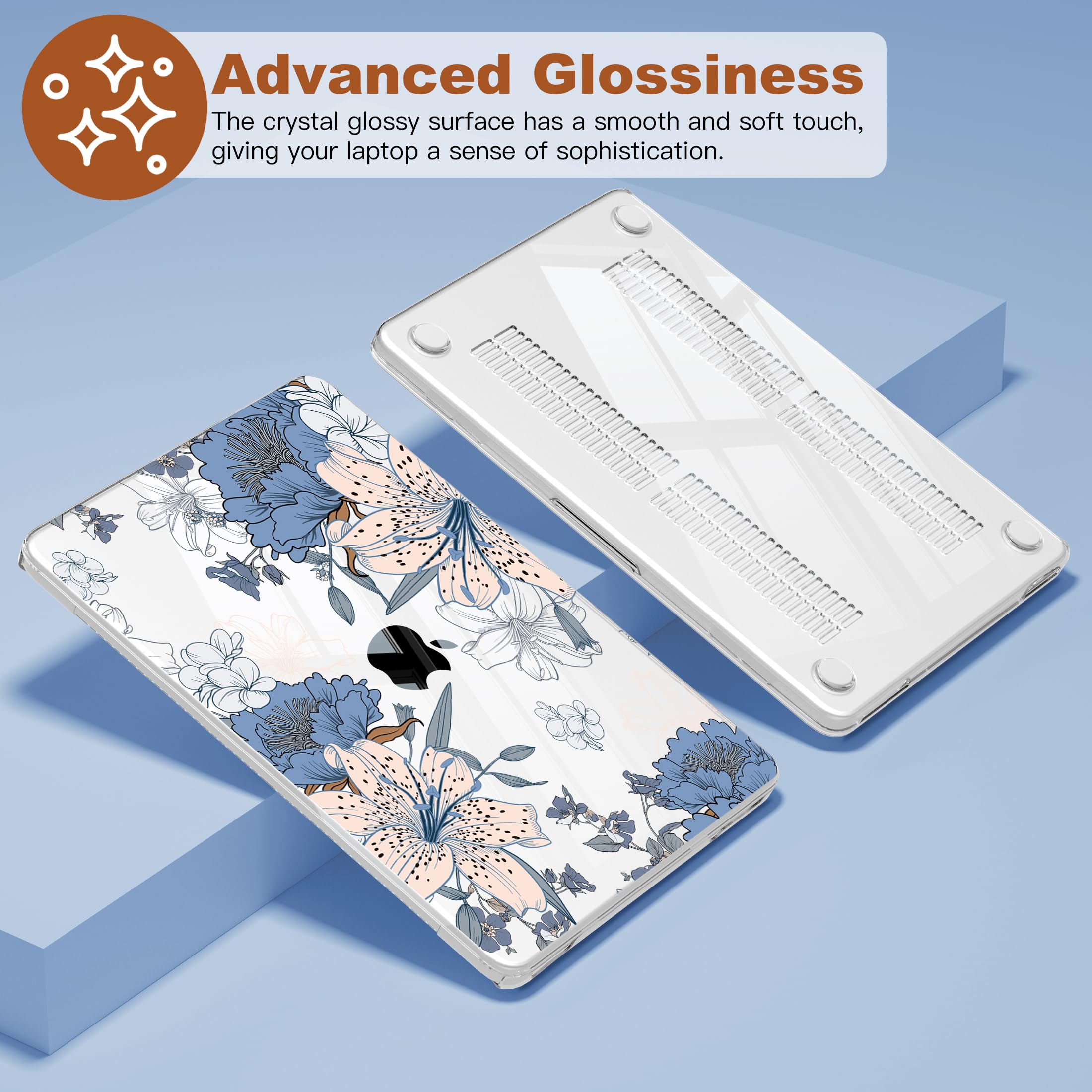 CISSOOK Compatible with MacBook Air 13.6 inch Case 2026 2025 2024 2022 Release A3449 A3240 A3113 A2681, Lily Flowers Hard Shell Keyboard Cover Screen Protector for MacBook Air 13 inch M2 M3 M4 M5