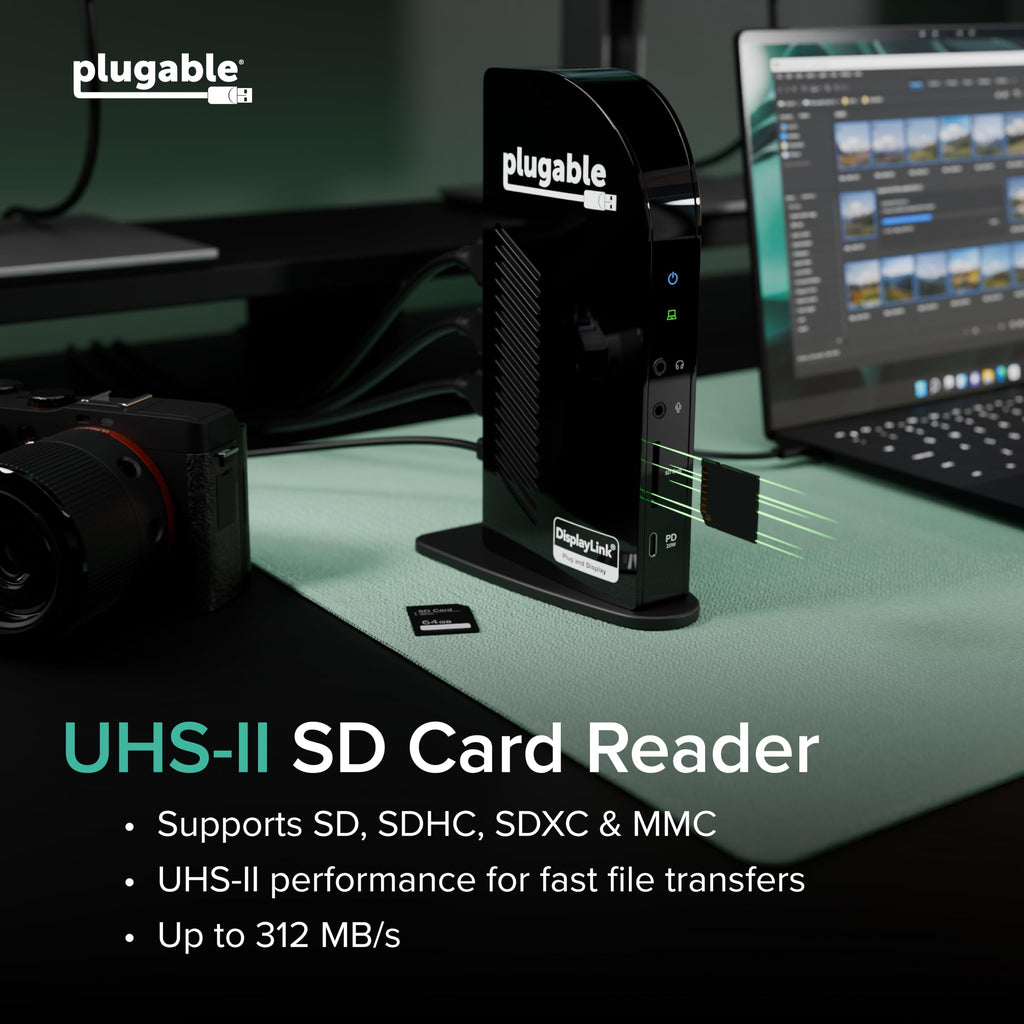 Plugable USB-C Triple Monitor Docking Station: 13-in-1 Laptop Dock with 100W Charging for Mac (DisplayLink Driver Required), Windows, Chrome, 3 HDMI, Gigabit Ethernet, SD, USB-C 20W, 4 USB - UD-ULTCDL