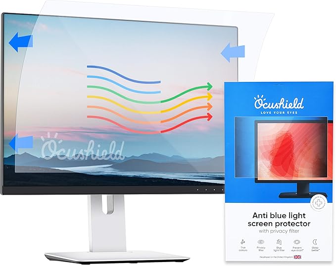 Ocushield 24” (16:10) Premium Anti Blue Light Screen Protector with Privacy Filter for Laptops and Computer Monitors - Anti-Glare - Easy Install - Anti-Fatigue (519 x 325 mm)