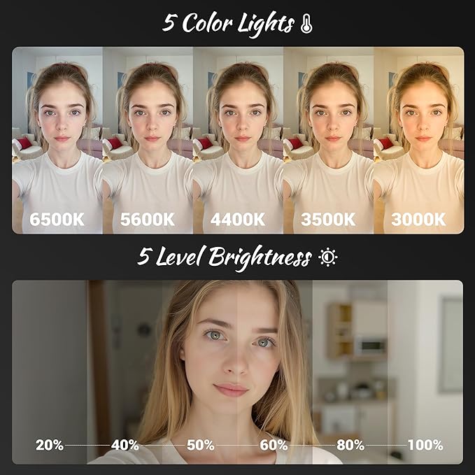 Magnetic Selfie Light for Phone: 5 Led Mode with Mirror Compatible for iPhone & Android - Rechargeable Portable Fill Light for Photography/Video Recording/Conference/Vlog/Makeup (Pink)