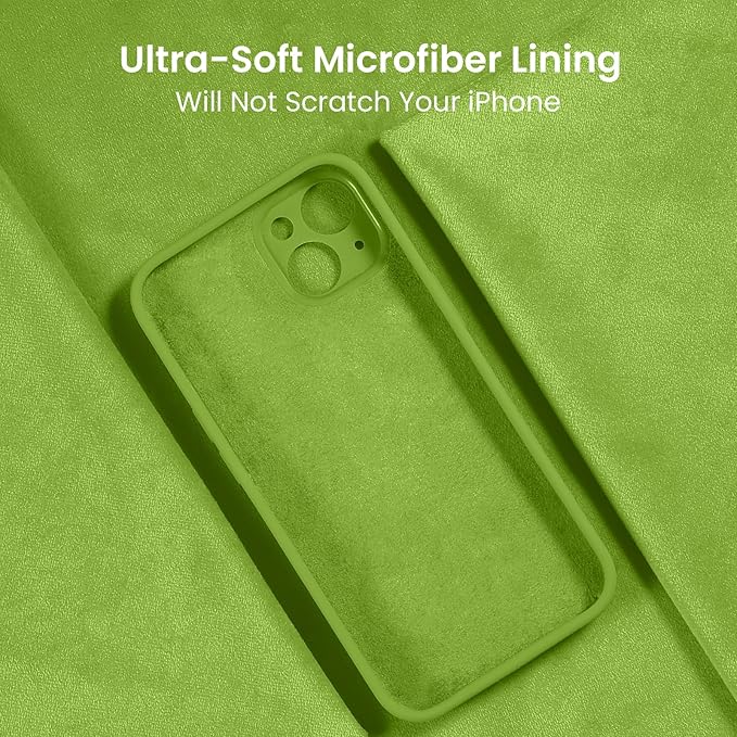 FireNova Designed for iPhone 15 Case, Silicone Upgraded [Camera Protection] Phone Case with [2 Screen Protectors], Soft Anti-Scratch Microfiber Lining Inside, 6.1 inch, Sprout Green