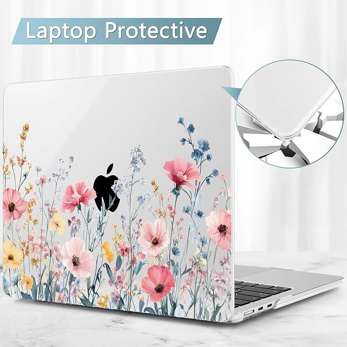 May Chen for MacBook Air 13.6 Inch Case 2025/2024/2023/2022 Release (Model A2681 A3113 A3240, M2 M3 M4 Chip) – Hard Shell Laptop Cover with Keyboard Cover & Screen Protector，Wildflower