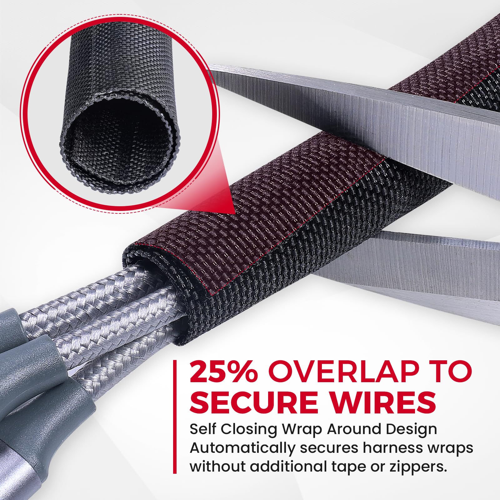 Sonoreboom Automotive Mesh Woven Wire Sheathing Split Wire Loom 3/8"-18ft