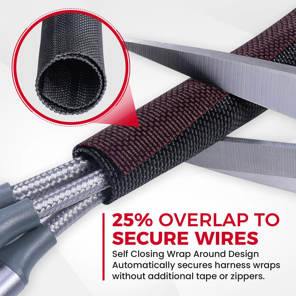 Sonoreboom Automotive Wire Sheathing Split Braided Wire Loom 3/4"-16ft